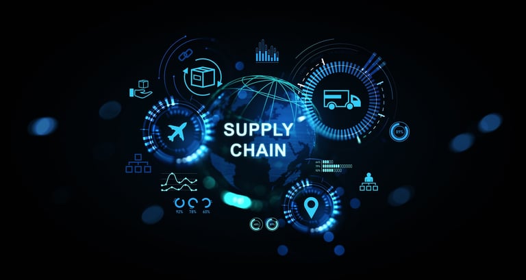 Digital hologram of supply chain concept